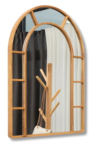 Terra Home Wandspiegel Eiche - Bogenform 80x60 cm, Modern, Voll-Holz, Spiegel - für Flur, Wohnzimmer, Bad oder Garderobe (Bogenform mit Fenster) von Terra Home