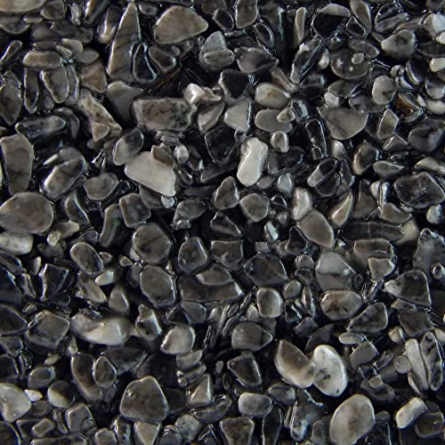 Terralith Steinteppich Marmor Komplett-Set für 1qm - Körnung: fein - 2-4mm mit Epoxidharz Bindemittel - für Innen in schwarz (contrasto tre) von Terralith