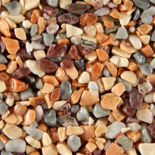 Terralith Steinteppich Marmor Komplett-Set für 1qm - Körnung: fein - 2-4mm mit Epoxidharz Bindemittel - für Innen in rot-gelb (colorato tre) von Terralith