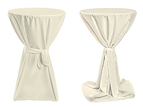 TexDeko® Stehtischhussen Premium Blickdicht für Bistrotische Bartische Tisch-Überzug Creme Ø 100cm von TexDeko