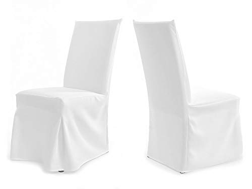 TexDeko Stuhlhussen für Stühle mit gepolsterter Lehne Modell: Paris XL (Weiß) von TexDeko