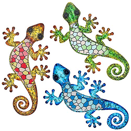 Tfro & Cile 3 x Metall Gecko Wandkunst Garten Eidechse Dekoration Outdoor Hängende Verzierung - 9,1 Zoll Länge von Tfro & Cile