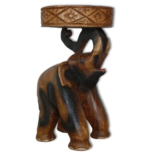 Thaiboo Beistelltisch Elefant Elefantentisch Podest Blumenständer Hocker Wohnzimmer Holztisch (50 cm (Dunkelbraun)) von Thaiboo