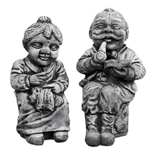 Thaiboo Steinfigur Gnom Troll Großeltern Kobold Zwerg Wicht Wichtelmann Oma Opa Gartenfigur (10059 - Oma und Opa) von Thaiboo
