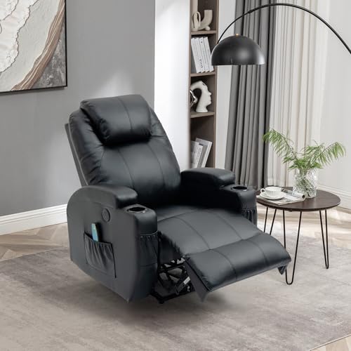Thanaddo Elektrische Massagesessel Relaxsessel mit ärmefunktion und Vibration, TV Sessel mit Liegefunktion, mit USB, Liegefunktion Wärmefunktion,neu Schwarz von Thanaddo