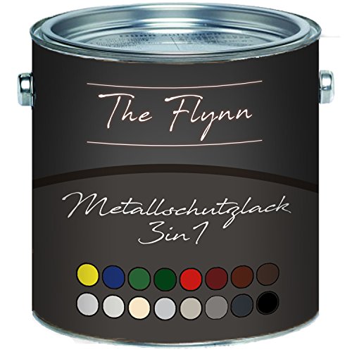 The Flynn Metallschutzfarbe 3 in 1 hochwertiger 3-in-1 Metallschutzlack Lack für Metall Eisen Aluminium Zink und Stahl - Rostschutz, Grundierung und Deckanstrich in einem! (5 L, Feuerrot (RAL 3000)) von The Flynn