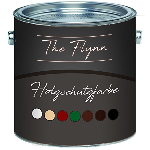 The Flynn einzigartige Holzschutzfarbe schnelltrocknend und wetterbeständig - Schutz vor Verwitterung in Weiß, Beige, Schwedenrot, Grün, Dunkelbraun, Rotbraun und Schwarz (10 L, Weiß) von The Flynn