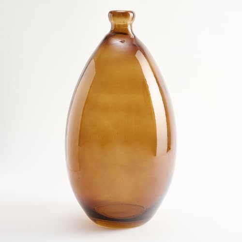 Vase aus recyceltem Glas mit unregelmäßigem, schlichtem Design - Handgemachte Glasvase im mediterranen Stil Heimdekoration (Bernsteinfarbe) von The Glass Company