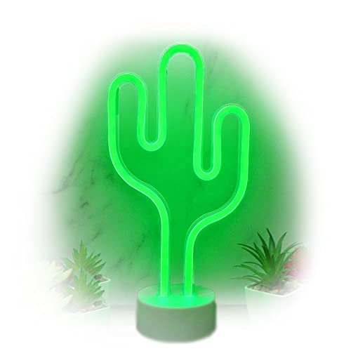 Kaktus-Neonlampe mit Standfuß - Nachtlicht & Wohndeko - batteriebetrieben - für Kinderzimmer, Schlafzimmer, Hochzeiten & Partys von The Glowhouse