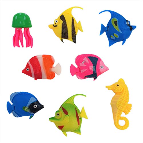 The Glowhouse Premium-Packung mit 8 Stück – bunt sortierte tropische Fische aus künstlichem Kunststoff, Quallen und Seepferdchen für Blasenlampen-Aquarien von The Glowhouse