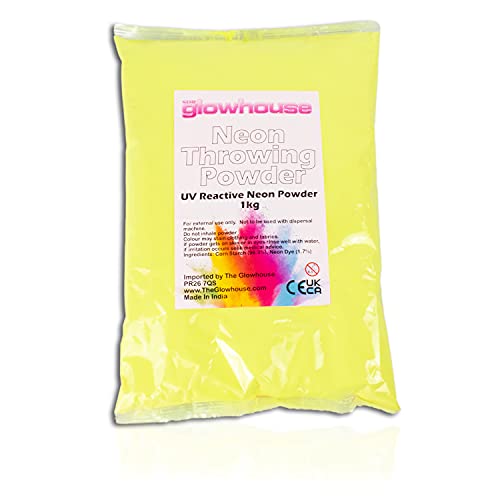 The Glowhouse UV Neon Holi Powder Bulk Bag (1 kg), Gelb von The Glowhouse