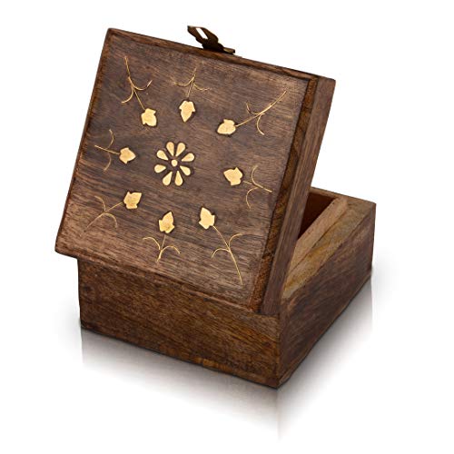 The Great Indian Bazaar Handgefertigte dekorative Schmuckschatulle aus Holz Schmuck Organizer Aufbewahrungsschachtel Schatzkiste Trinket Holder Lock Box Uhrenbox Kartenbox Memory Box von The Great Indian Bazaar