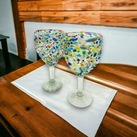 Handgefertigtes 4Er Set Weingläser | Confetti Rock Design | 12 Oz von TheGlasswareHub