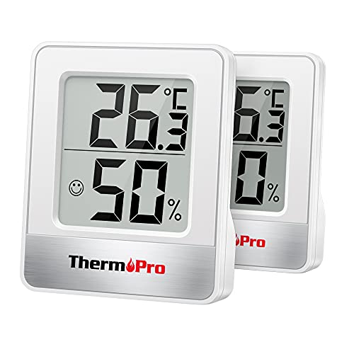 ThermoPro TP49-2 Kleines digitales Hygrometer, Innenthermometer, Raumthermometer, Temperaturmonitor und Feuchtigkeitsmesser für den Komfort des Büros zu Hause, Reptilienthermometer, 2 Stück von ThermoPro