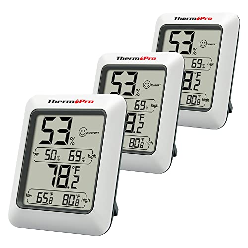 ThermoPro TP50-3 digitales Hygrometer Innen Thermometer Raumthermometer mit Aufzeichnung und Raumklima-Indikator für Raumklimakontrolle Klima Monitor von ThermoPro