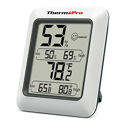ThermoPro TP50 digitales Thermo-Hygrometer Innen Thermometer Raumthermometer mit Aufzeichnung und Raumklima-Indikator für Raumklimakontrolle Klima Monitor von ThermoPro