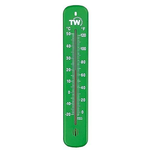 Grünes Wandthermometer, 215 mm – Garten, Gewächshaus, Zuhause, Büro – für den Innen- oder Außenbereich von Thermometer World