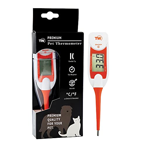 Premium Haustier-Thermometer für Tierbesitzer von Hunden, Katzen, Pferden, flexible digitale Temperatursonde inklusive Tierärztlichen Hobdays Chart von Thermometer World