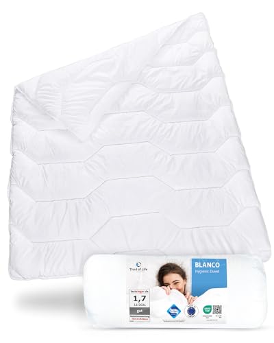 Bettdecke 260x240 Blanco 4-Jahreszeiten, Warme Schlaf-Decke für das ganze Jahr, Große Ganzjahresdecke für Allergiker mit Feuchtigkeitsmanagement & hoher Atmungsaktivität, Blanket 260 x 240 cm von Third of Life