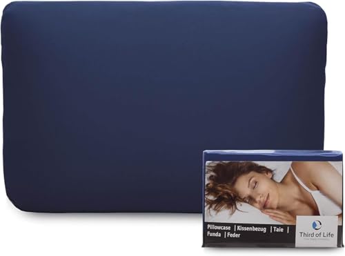 Kissenbezug 60x40 cm Nachtblau Einzelpack für Kopf-Kissen CLIMAR, NEKKAR & MIZAR, Mako-Baumwolle (Double Jersey), Bügelfrei & trocknergeeignet, Kissenhülle mit Reißverschluss, Oeko-Tex Zertifiziert von Third of Life