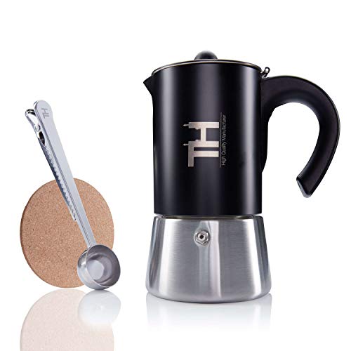 Thiru Espressokocher 6 Tassen Induktion - Premium Mokkakanne aus Edelstahl inkl. Toolset - für alle Herdarten - ohne Beschichtung von Thiru