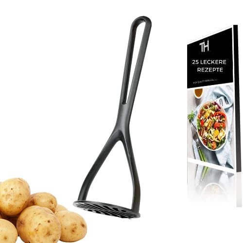 Thiru Küchenhelfer Kartoffelstampfer 27cm - hitzebeständig - Verfärbungsresistent - Gemüsestampfer & Kartoffelpresse - inkl. E-Book mit 25 Rezepten - Spülmaschinengeeignet - Made in Germany von Thiru