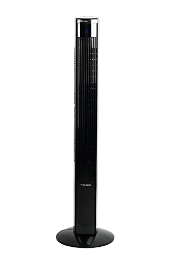 Thomson Turmventilator 116cm, 3 Geschwindigkeitsstufen, LED-Display, Touch- Panels, 24 Stunden Timer, Oszillierend, 70° drehbar, Fernbedienung, 45 Watt Leistung, schwarz von Thomson