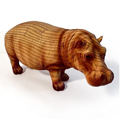 Hippopotmous in Holz-Optik, Harz, Ornamente für das Zuhause, Wohnaccessoires, Nilpferd-Liebhaber, Geschenk zum Geburtstag, Freundschaft, Tierliebhaber, Geschenk für Tierliebhaber, Nilpferd-Statue von Thorness