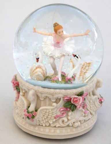 Large Musical Snow Globe - Swan Lake, Ballerina with Swans von Thorness