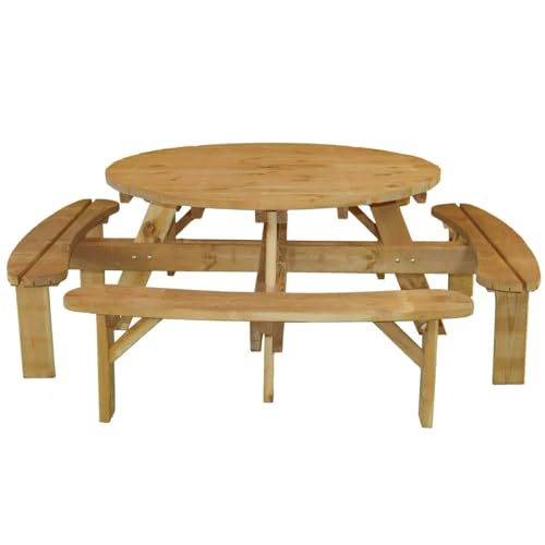 Thuishout | Picknicktisch Villach 140 cm | hochwertige Gartenbank mit Tisch aus Holz | Gartentisch geeignet für 8 Personen | Picknickbank leicht aufzubauen & wetterfest von Thuishout