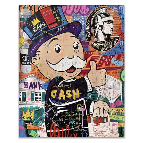 Thunwid Alec Monopoly Art Money Graffiti Monopoly Poster Leinwand Poster Wandkunst Dekor Druck Bild für Wohnzimmer Dekoration 40,6 x 50,8 cm ungerahmt von Thunwid