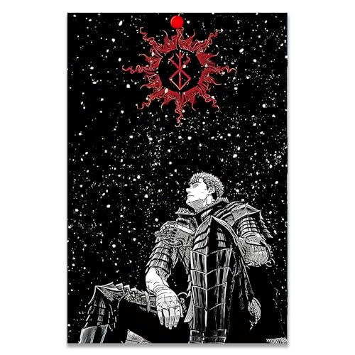 Thunwid Anime Berserk Poster Guts Sternenhimmel Cooles Kunstwerk Leinwand Poster Wandkunst Dekor Druck Bild für Wohnzimmer Dekoration 40,6 x 61 cm ungerahmt von Thunwid