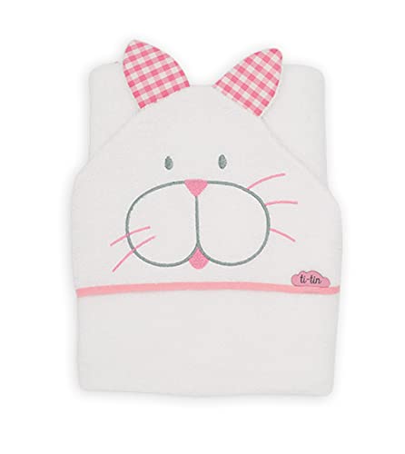 Ti TIN Baby-Bademantel aus Frottee 100% Baumwolle | Weiche und saugfähige Babytücher mit Kapuze mit einem Kätzchen-Design in Rosa von Ti TIN