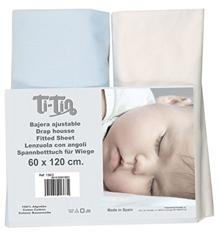 Ti Tin | 2er Packung Spannbetttücher für Kinderbett | 100% Baumwolle in Weiss | Verstellbar mit Gummizug | 60x 120 cm von Ti TIN