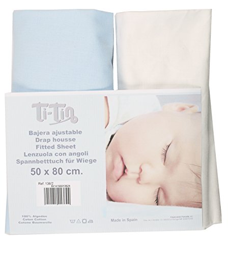 Ti Tin | 2er Packung Spannbetttücher für Kinderbett | 100% Baumwolle in Weiss | Verstellbar mit Gummizug | 70x 140 cm von Ti TIN