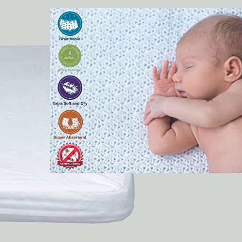 Matratzenschoner aus Baumwolle für Babykrippe | 50 x 80 cm | Wasserdicht | Atmungsaktiv | mit Gummi verstellbar | Anti bakteriell | 2 Stück von Ti TIN