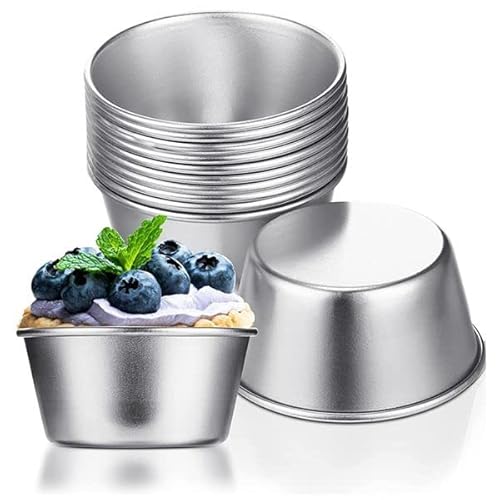 Tiamu 12 Stücke Ei Torte Form Cupcake Kuchenform, Puddingbecher Antihaft Cupcake Backformen, Mini Muffinformen Gewürz-Flanes, Desserts, Konditorei Saucen-Tassen, Aluminium Backen Muffin Dose von Tiamu