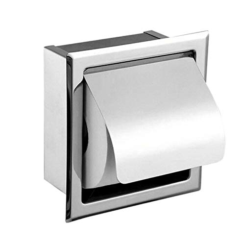 Tiamu Einbau Toilettenpapierhalter aus Edelstahl, Wand Toilettenpapierhalter mit Deckel, Moderner Papierspender Staubdicht und wasserdicht, Verdeckter Tissue Roll Dispenser für Hotels, Badezimmer von Tiamu