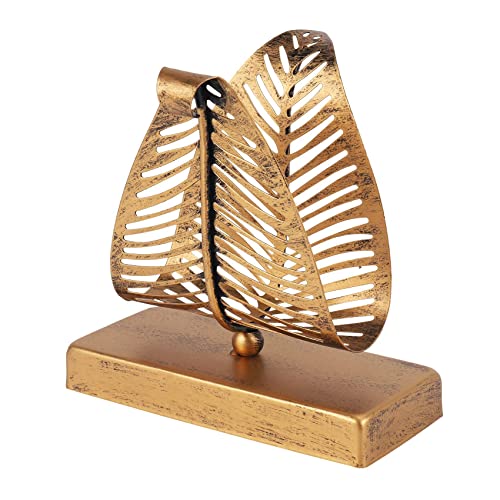 Tiamu Vintage Freistehender Serviettenhalter im amerikanisch Landhausstil, Gold Blatt-Design Napkin Holder, Stand Dreieck Tischtuchspender für Arbeitsplatte Küche Esstisch Party, Hochzeit von Tiamu