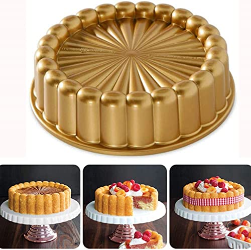 Tiamu Gugelhupfform, Professionelle Qualität Kuchenform Springform 24 * 7cm, Antihaftschicht, Gold Backform Gugelhupf, Gleichmäßige Wärmeverteilung, Danksagung Weihnachts Familie Kuchen Form von Tiamu