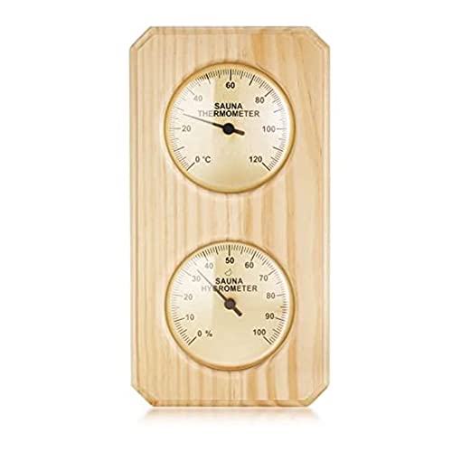 Tiamu Sauna-Thermometer und Hygrometer Aus 2 in 1 Luftfeuchtigkeits-Temperaturmessung, Sauna Thermometer Holz für Sauna Innenausstattung, Yogaraum, Badezimmer von Tiamu