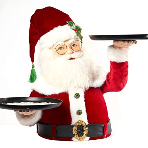 Weihnachtsmann-Halter mit Schneemann-Motiv, aus Kunstharz, für Obstschüssel, mit Tellern, für Zuhause, Party, Essen, Snack-Aufbewahrung, Weihnachtsmann-Halte-Tablett von Tianbi
