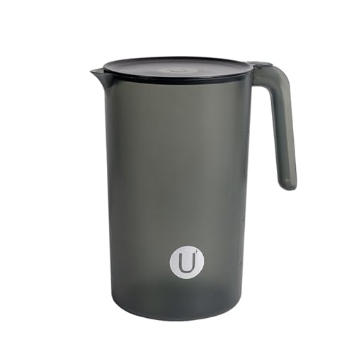 TiaoBug Kunststoff Wasserkrug mit Griff 450ML / 700ML / 1 Liter BPA-freie Karaffe Saftkanne Getränkekaraffe für kaltes Wasser Saft Eistee Milch Schwarz A 2L von TiaoBug