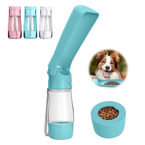 Ticfly Hundetrinkflasche Hundewasserflasche Travel Tragbar Faltbar Haustier Wasserflasche - Futterspender für Haustiere Reisen, Wandern | Kompakt langlebig leicht auslaufsicher (Blau) von Ticfly