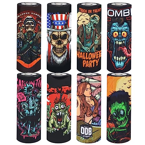 24 Stück 18650 Battery Schrumpfschlauch, Zombie Series PVC Schrumpfschlauch 18650 Akku, Replacement Batterie Schrumpfen Wraps für 18650 Akkus, 8 Stile, Fertig Geschnitten von TiciKim