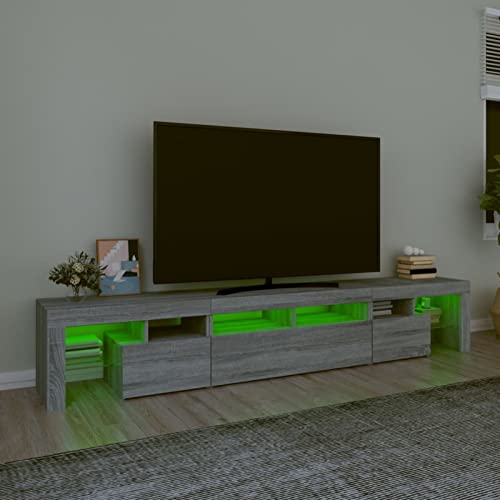 Tidyard TV Schrank mit RGB-LED-Leuchte Lowboard Fernsehschrank Fernsehtisch Sideboard HiFi-Schrank TV Möbel Grau Sonoma Holzwerkstoff 230x36,5x40 cm von Tidyard
