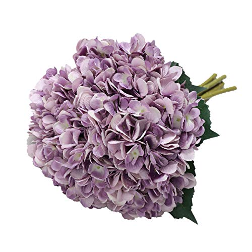 Tifuly künstliche Hortensie-Blume, 5 PCS realistische einzelne Lange Stamm-Silk Hydrangea-Blumensträuße für Hochzeit, Haus, Hotel, Parteidekoration, Blumengesteck (Violett) von Tifuly