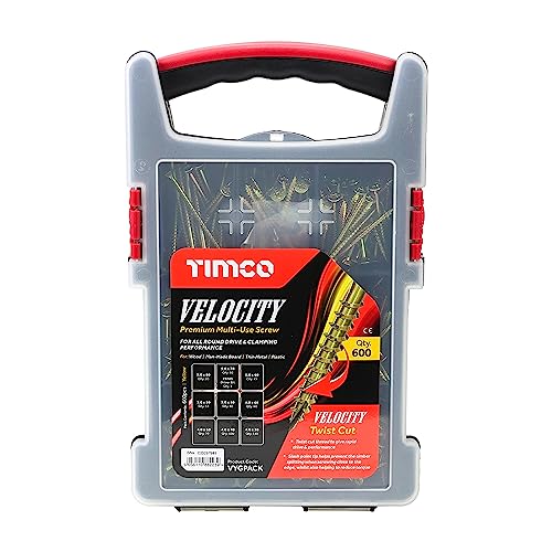 TIMCO - Velocity Premium Mehrzweck-Schrauben - Greifpack - PZ - Doppel-Senkkopf - Gelb - 600 Stück von TimCo