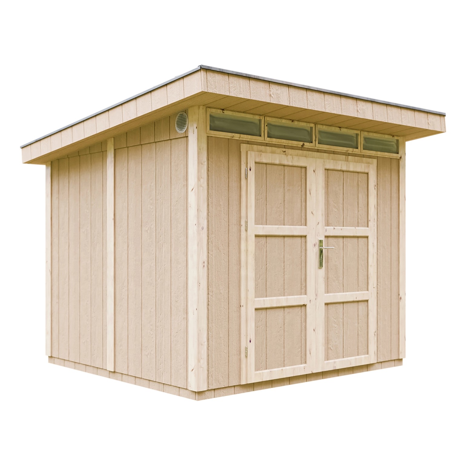 Timbela Holz-Gartenhaus M903A Flachdach Grundiert 279 cm x 294 cm von Timbela