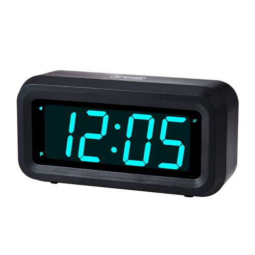 Timegyro Digitaluhr batteriebetrieben, Wecker für Schlafzimmer mit LED-Anzeige mit Langer Batterielebensdauer, einstellbare Helligkeit, 12/24 Stunden, Snooze von Timegyro